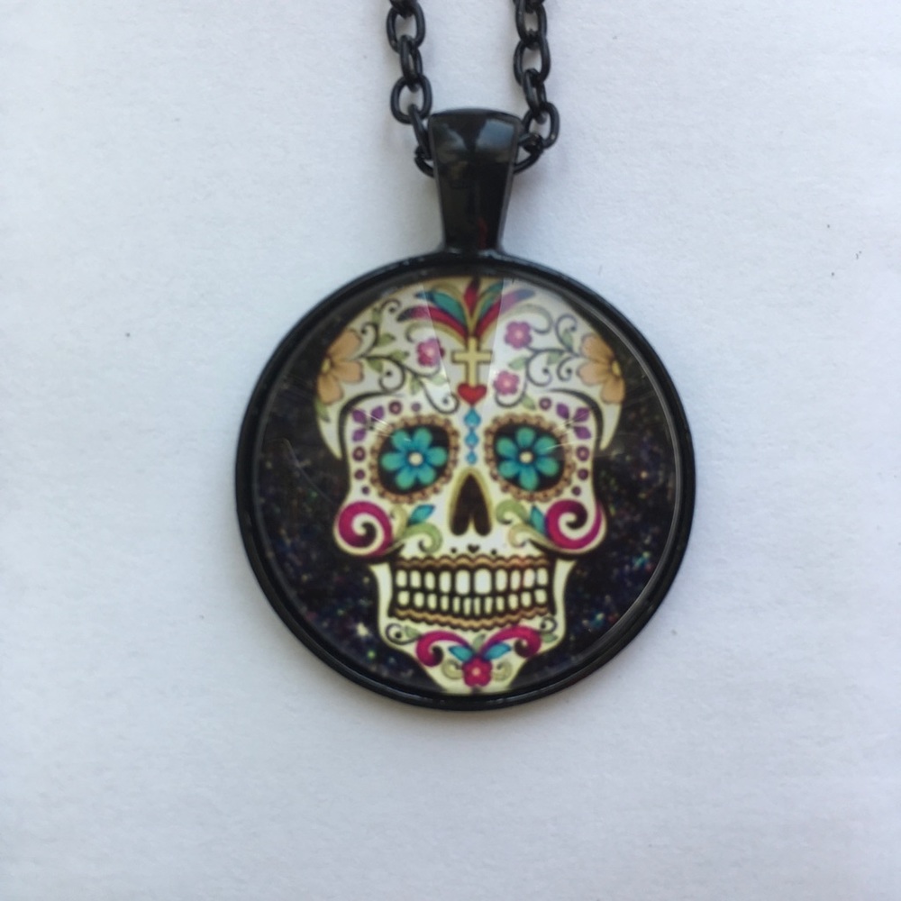 Sugar Skull Glass Necklace - Picture 3 of 8